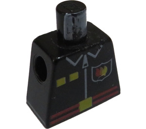 LEGO Schwarz Minifigur Torso ohne Arme mit Feuer Abzeichen und Zipper (973)