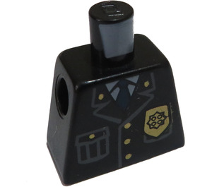 LEGO Zwart Minifig Torso zonder armen met Politie Officer Jacket en Tie (973)