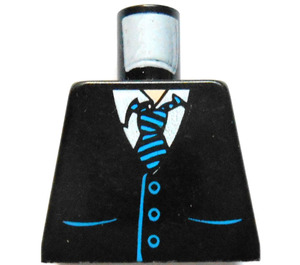 LEGO Black Minifig Torso without Arms with Vest over Shirt and Blue and Black Striped Necktie (973)