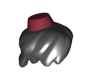 LEGO Black Minifigure Hair with Dark Red Fez (25991 / 45716)