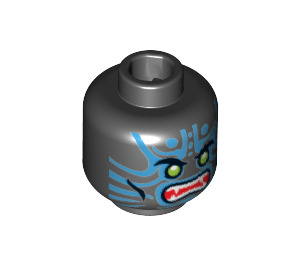 LEGO Black Minifigure Head with Blue Face and Open Mouth with Fangs (Recessed Solid Stud) (11829 / 13399)