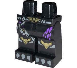 LEGO Zwart Minifiguur Heupen en benen met Raven Knee Pads, Paars Veren, Grijs Talons (13104 / 14379)