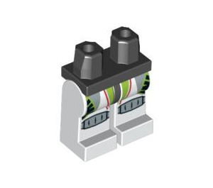 LEGO Zwart Minifiguur Heupen en benen met Team Extreme Patroon met Limoen Strepen en Zilver Knee Pads (3815 / 90068)