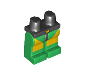 LEGO Schwarz Minifigure Hüften und Beine mit Gelb Button und Rectangles (3815 / 97496)