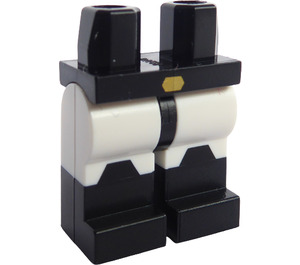 LEGO Negro Minifigura Caderas con Blanco Piernas con Gold Buckle y Negro Boots (3815)