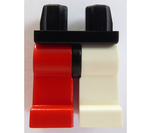 LEGO Schwarz Minifigure Beine mit Weiß Links Bein und rot Recht Bein (3815 / 73200)