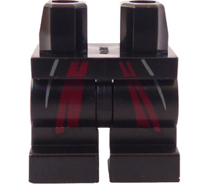 LEGO Schwarz Minifigure Medium Beine mit rot Streifen (37364)