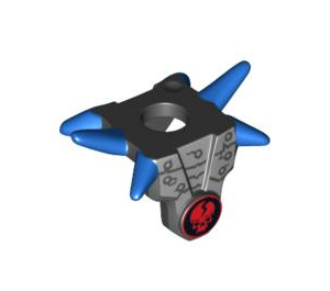 LEGO Black Minifigure Shoulder Armor with Spikes with Red Skull and Blue Spikes (93056 / 94351)