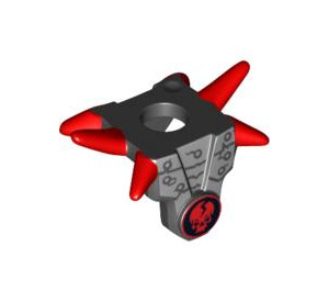 LEGO Black Minifigure Shoulder Armor with Spikes with Red Skull and Red Spikes (93056 / 94071)