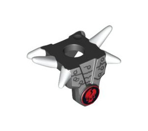 LEGO Black Minifigure Shoulder Armor with Spikes with Red Skull and White Spikes (93056 / 93796)