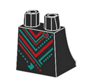 LEGO Noir Minifigurine Jupe avec Turquoise et Rouge Lines (36036)