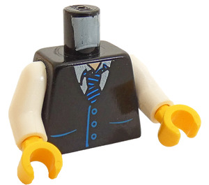 LEGO Black Minifigure Torso with Black Vest, Blue striped Tie (76382 / 88585)