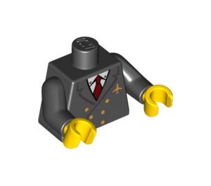 LEGO Noir Minifigure Torse avec Jacket avec Deux Rows of Buttons, Airline logo, rouge Necktie avec Noir Bras et Jaune Mains (76382)