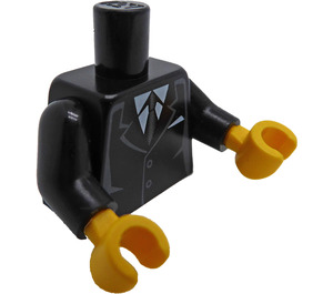 LEGO Sort Minifigur Torso med Dragt Jakke over hvid Skjorte med Sort Tie (73403 / 76382)