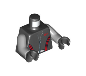 LEGO Black Minifigure Torso with Zip-up Jacket or Wetsuit with Red Curves (973 / 76382)