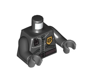 LEGO Schwarz Minifigur Torso mit Zippered Jacke mit Sheriff's Abzeichen (Beidseitig) (973 / 76382)