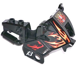 LEGO Black Motorcycle Fairing with Bart Blaster Skull, Flames, and 13 Sticker (52035)