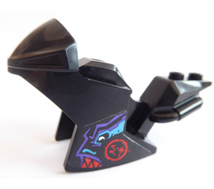 LEGO Black Motorcycle Fairing with Demon with red Teeth Sticker (18895)