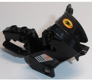 LEGO Schwarz Motorrad Fairing mit Feuer Kopf, Schwarz und Orange Valves Aufkleber (52035)