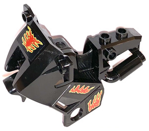 LEGO Black Motorcycle Fairing with Red and Yellow Flames Sticker (52035)