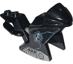 LEGO Black Motorcycle Fairing with Silver Vents and Avengers Logo Sticker (18895)