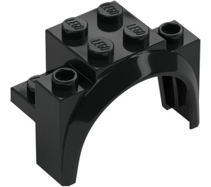 LEGO Black Mudguard Brick 2 x 4 x 2.3 with Tall Wheel Arch (18974)