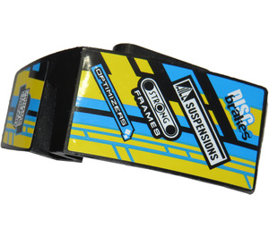 LEGO Black Mudguard Panel 3 Left with Blue, Yellow and Green Pattern, Sponsor Logos Sticker (61071)