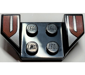 LEGO Black Mudguard Plate 2 x 2 with Flared Wheel Arches with Red and Silver Stripes (41854 / 46245)