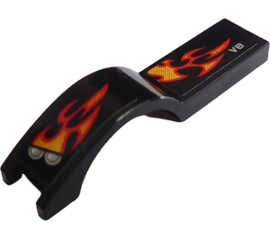 LEGO Black Mudguard Tile 1 x 4.5 with Flames and Headlights (Left) Sticker (50947)