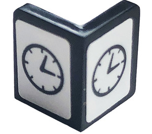 LEGO Black Panel 1 x 1 Corner with Rounded Corners with Clock Sticker (6231)