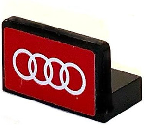 LEGO Черно Панел 1 x 2 x 1 с Audi Rings Стикер със заоблени ъгли (4865)