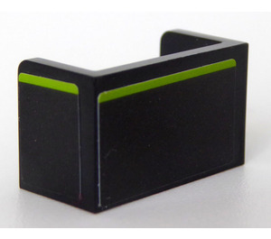LEGO Black Panel 1 x 2 x 1 with Closed Corners with Lime Line at the Top - Right Side Sticker (23969)