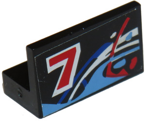 LEGO Black Panel 1 x 2 x 1 with Red '7', Blue, Red and White Waves Model Left Side Sticker with Square Corners (4865)