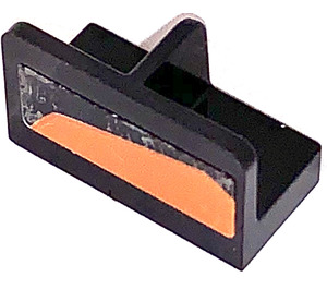 LEGO Zwart Paneel 1 x 2 x 1 met Dun Central Divider en Afgeronde hoeken met Backlight Links Sticker (18971)