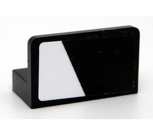 LEGO Black Panel 1 x 2 x 1 with White Triangle - Left Side Sticker with Rounded Corners (4865)