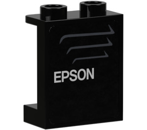 LEGO Zwart Paneel 1 x 2 x 2 met "EPSON" (Text Links) Sticker met zijsteunen, holle noppen (6268)