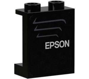 LEGO Black Panel 1 x 2 x 2 with "EPSON" (Text Right) Sticker with Side Supports, Hollow Studs (6268)