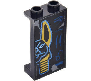 LEGO Black Panel 1 x 2 x 3 with Anubis (Right) Sticker with Side Supports - Hollow Studs (74968)