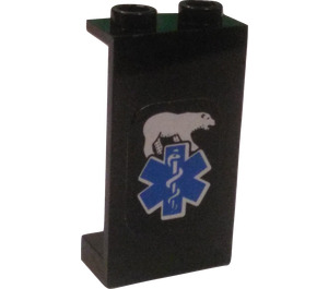 LEGO Black Panel 1 x 2 x 3 with EMT Star of Life and Polar Bear Sticker without Side Supports, Hollow Studs (2362)