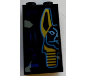 LEGO Black Panel 1 x 2 x 3 with Hieroglyphs Sticker with Side Supports - Hollow Studs (74968)
