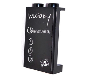 LEGO Black Panel 1 x 2 x 3 with MOODY UNFORGIVABLE Sticker with Side Supports - Hollow Studs (35340)