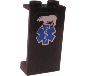 LEGO Black Panel 1 x 2 x 3 with Polar Bear and Star of Life Sticker without Side Supports, Hollow Studs (2362)