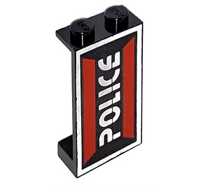 LEGO Black Panel 1 x 2 x 3 with Space Police I logo left side without Side Supports, Solid Studs (2362)