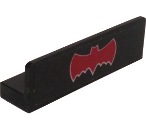 LEGO Black Panel 1 x 4 with Rounded Corners with Red Batman Logo Sticker (15207)