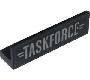 LEGO Black Panel 1 x 4 with Rounded Corners with 'TASKFORCE' Sticker (15207)