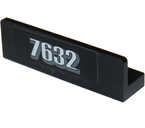 LEGO Black Panel 1 x 4 with Rounded Corners with White '7632' Sticker (15207)