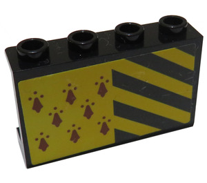 LEGO Black Panel 1 x 4 x 2 with 8 Red Spires and Black and Yellow Stripes Sticker (14718)