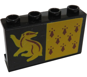 LEGO Black Panel 1 x 4 x 2 with 8 Red Spires and Yellow Badger Sticker (14718)