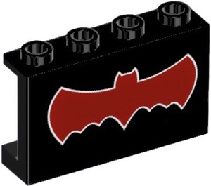 LEGO Black Panel 1 x 4 x 2 with Red Bat