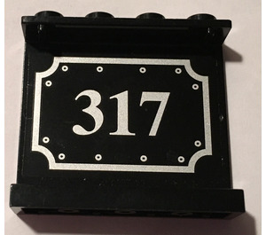 LEGO Black Panel 1 x 4 x 3 with "317" Sticker without Side Supports, Hollow Studs (4215)